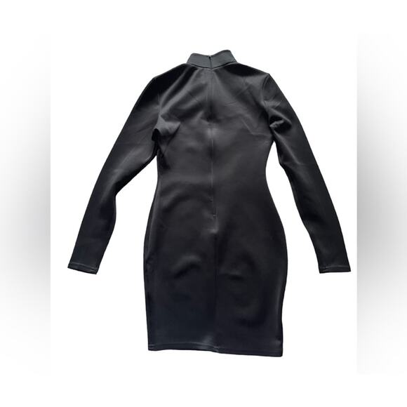 AX Paris Womens/Teen Black Mock Neck Bodycon Dress size 10 Fitted Penny Cut out - Picture 2 of 8